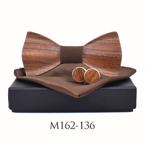 Handmade Wooden Bow Tie & Cufflinks