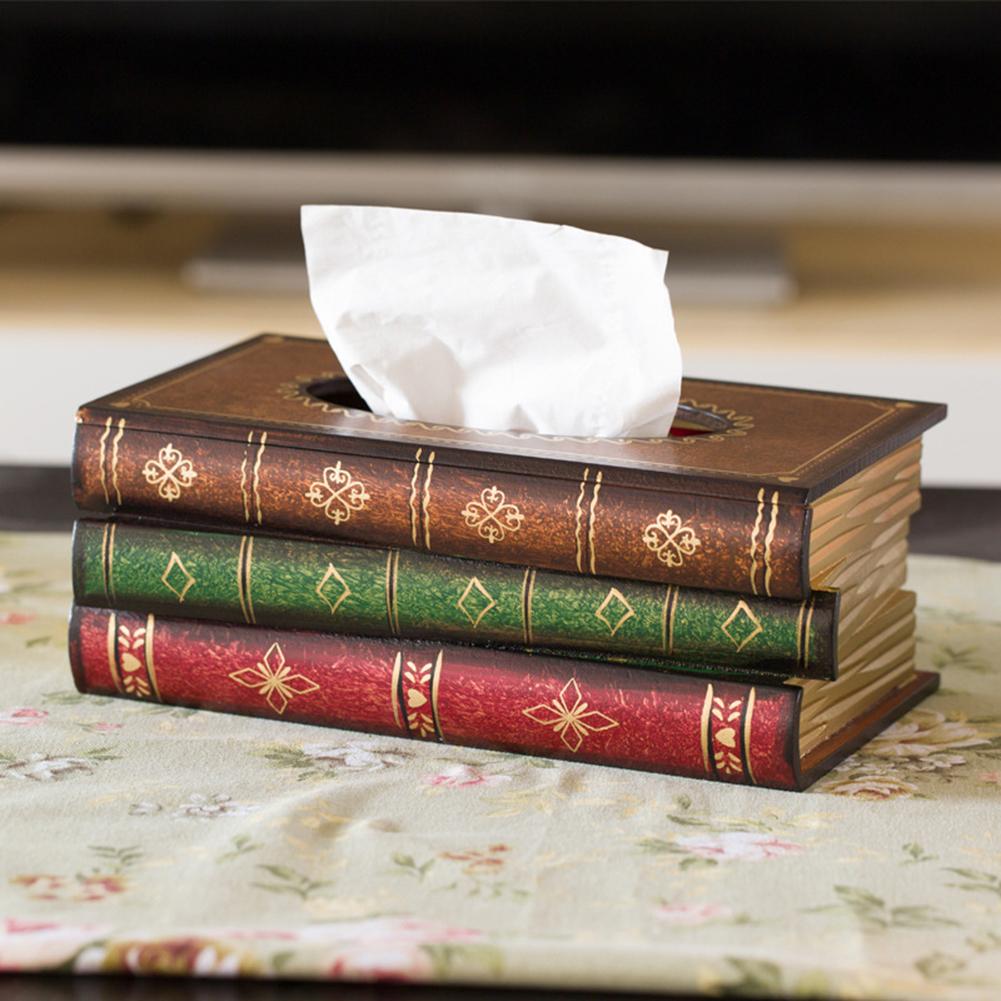 Vintage Book Shaped Tissue Box Case