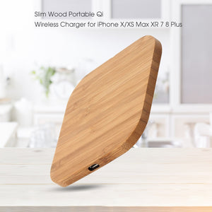 Slim Wood Portable Wireless Charger