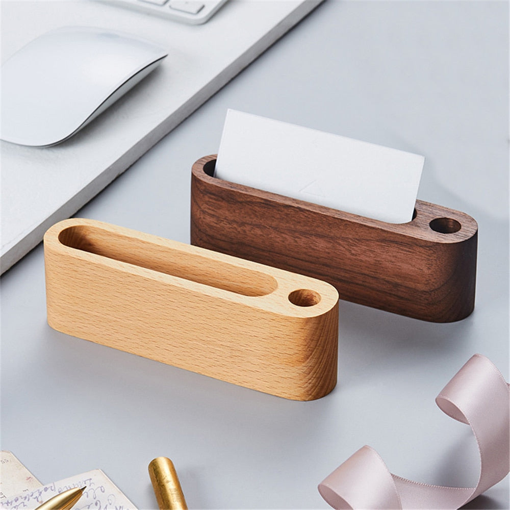 Noble Wood Business Card & Pen Holder