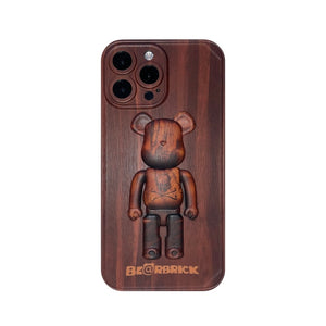 Wood Grain Bear Case For iPhone 11 12 13 Pro Max Mini 7 8 Plus XR X XS MAX