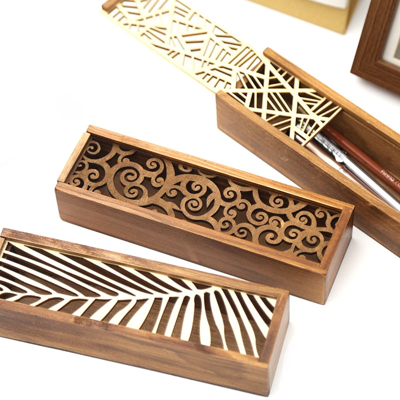 4 Styles Hollow Wooden Storage Box